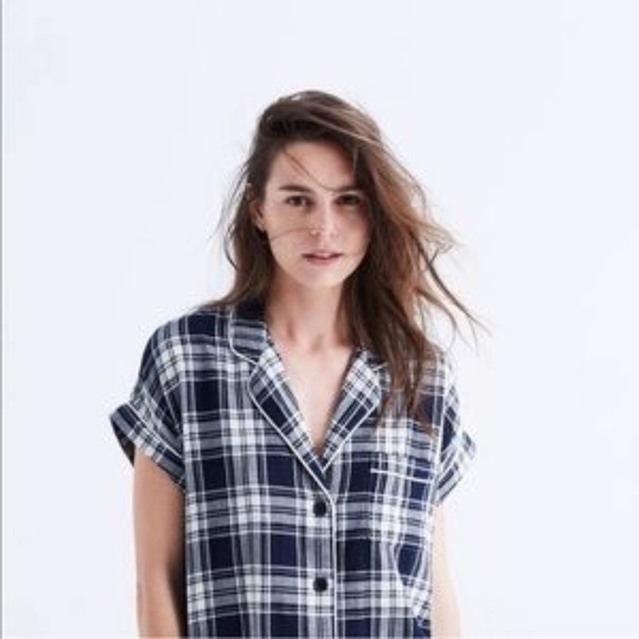 Madewell Other - Madewell Bedtime Pajama Moore Plaid Blue Flannel L